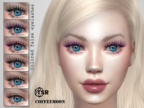 Sims 4 — Colored false eyelashes by coffeemoon — 3D lashes glasses category 6 colors 7 styles for female only: teen,