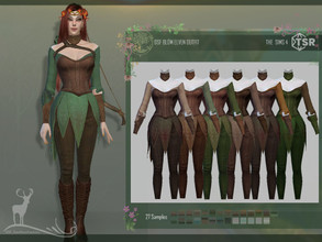 Sims 4 — BLOM ELVEN OUTFIT by DanSimsFantasy — Attire for an elven character, it consists of a tight long-sleeved shirt