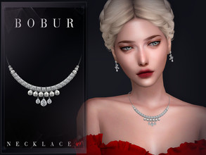 Sims 4 — Pearl Diamond Necklace by Bobur2 — Brighten up your evening with a luxurious pearl and diamond necklace for