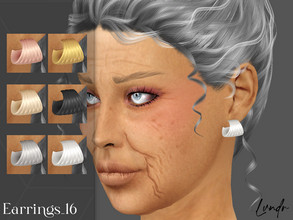 Sims 4 — Earrings_16 by LVNDRCC — Graphic, geometric round earrings with dent detail. In silver, platinum, black