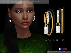 Sims 4 — Lara Earrings by Glitterberryfly — A gorgeous hoop earring with diamonds and another gold hoop