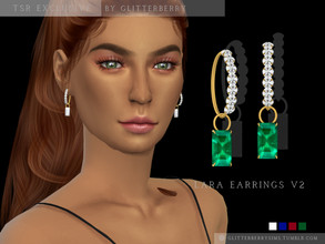 Sims 4 — Lara Earrings V2 by Glitterberryfly — Version 2, a golden hoop with diamond accents