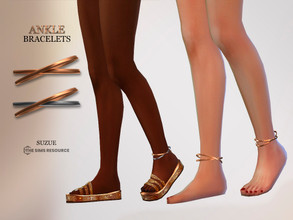 Sims 4 — Ankle Bracelets (Right Side) by Suzue — -New Mesh (Suzue) -8 Swatches - For Female (Teen to Elder) -Bracelets