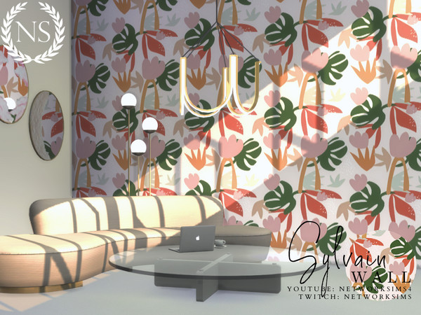 Sims 4 — Sylvain Wallpaper by networksims — Abstract botanical wallpaper.