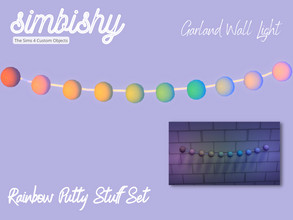 Sims 4 — Rainbow Putty Garland Wall Light by simbishy — A colourful, rainbow wall garland light made of lumpy putty. When