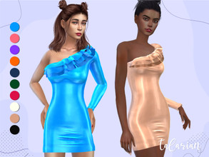 Sims 4 — Ava [patent flounces] by talarian — Short patent dress with flounces on the chest * New Mesh * 10 colors *