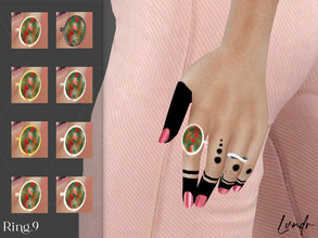 Sims 4 — Ring_9 by LVNDRCC — Big statement bloodstone ring in shiny polished silver pink and yellow gold, copper,