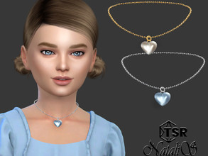 Sims 4 — Glass heart pendant - child by Natalis — Glass heart pendant necklace for child. 2 metal color options. 5 heart