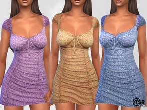 Sims 4 — Mini Floral Smocked Dresses by saliwa — Mini Floral Smocked Dresses 5 swatches