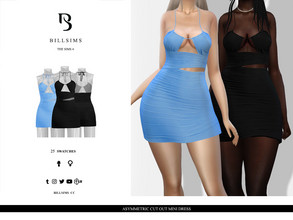 Sims 4 — Asymmetric Cut Out Mini Dress by Bill_Sims — This dress features asymmetric cut out details to the front and