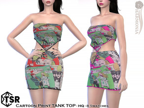 Sims 4 — Cartoon Print Tank Top by Harmonia — New Mesh All Lods 8 Swatches HQ Please do not use my textures. Please do