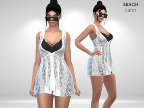 Sims 4 — Beach Outfit by Puresim — White outfit for the beach.
