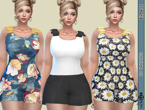 Sims 4 — Summer Jumpsuit by Birba32 — Short jumpsuit with large bows on the shoulders in 10 solid colors plus 10