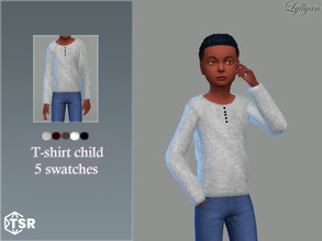 Sims 4 — T-shirt child Ryam by LYLLYAN — T-shirt child for boys in 5 swatches.