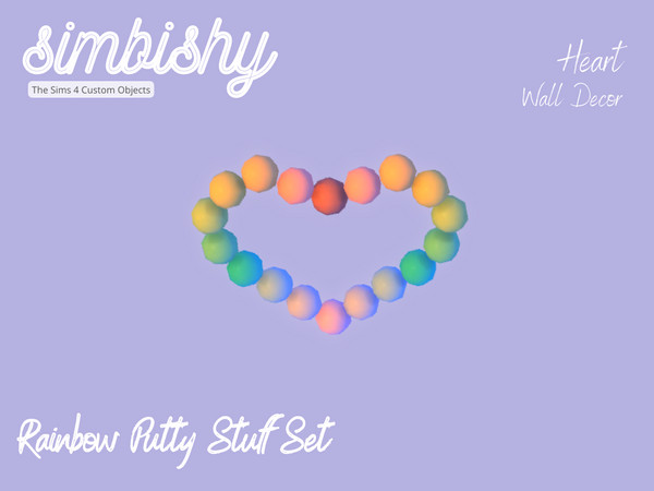 Sims 4 — Rainbow Putty Heart Wall Decor by simbishy — A colourful, rainbow heart wall decoration made of lumpy putty.