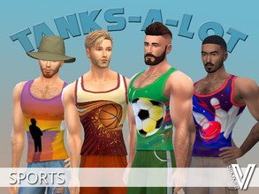 Sims 4 — Sports Tank Tops by SimmieV — A collection of 8 tank tops with two designs for each in game sport; soccer,