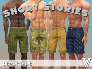 Sims 4 — Beachside Summer Shorts by SimmieV — A unique mixture of rattan and beach inspired prints make this collect of 8