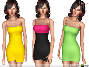 Sims 3 — Ribbed Spaghetti Strap Dress by ekinege — Ribbed knit spaghetti strap dress with square neckline and low square