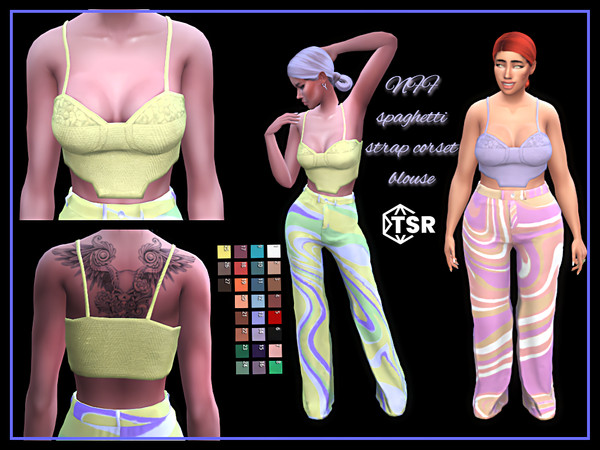 Sims 4 — Spaghetti strap corset blouse by Nadiafabulousflow — Hi guys! This upload its a spaghetti strap corset blouse