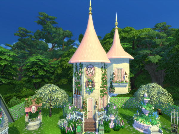 Sims 4 — Cute Pink Cottage by susancho932 — A cute pink cottage in the deep forest. Maybe an elf or fairy live in here?