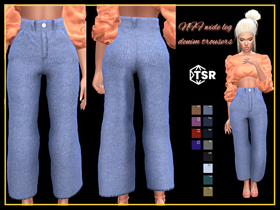 The Sims Resource - Wide leg denim trousers