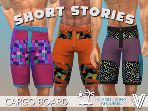 Sims 4 — Cargo Board Shorts M22 by SimmieV — Just in time for summer! This set of 8 individually designed cargo/board