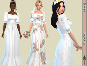 Sims 4 — Adele Wedding Dress by Birba32 — A new classic wedding dress in many soft pastel colors plus 2 in lace patterns