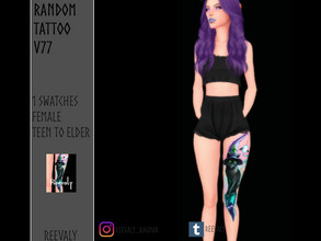 Sims 4 — Random Tattoo V77 by Reevaly — 1 Swatches. Teen to Elder. Female. Base Game compatible. Please do not reupload.