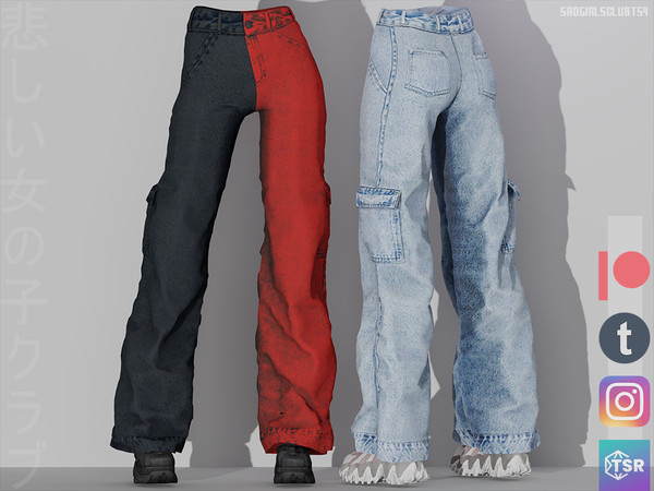 The Sims Resource - SAD GIRLS CLUB cargo pocket jeans