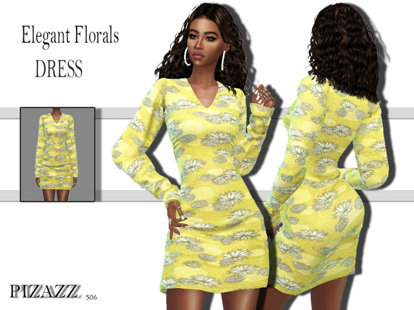 Sims 4 — Elegant Florals Dress by pizazz — Elegant Florals Dress for your sims 4 games. The dress is stylish and modern.