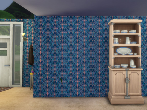 Sims 4 — Blue Art Deco Wallpaper by Morrii — Blue Art Deco Wallpaper
