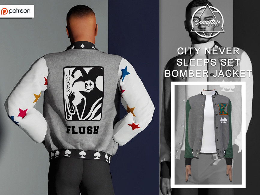 The Sims Resource [PATREON] City Never Sleeps Bomber Jacket *Early