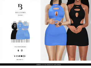 Sims 3 — Ribbed Cut Out Bodycon Mini Dress by Bill_Sims — This dress features a ribbed material with a cut-out design and