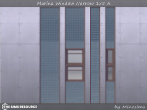 Sims 4 — Marina Window Narrow 1x5 A by Mincsims — Basegame Compatible. 8 swatches. for tall wall.