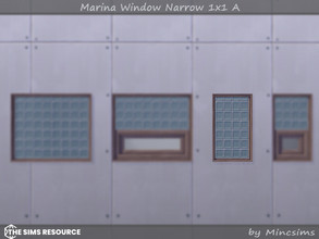Sims 4 — Marina Window Narrow 1x1 A by Mincsims — Basegame Compatible. 8 swatches. for short wall.
