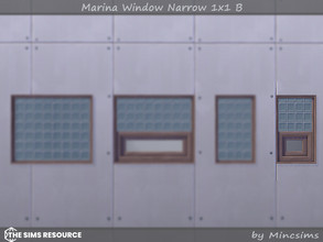 Sims 4 — Marina Window Narrow 1x1 B by Mincsims — Basegame Compatible. 8 swatches. for short wall.
