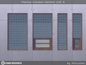 Sims 4 — Marina Window Narrow 1x2 A by Mincsims — Basegame Compatible. 8 swatches. for short wall.