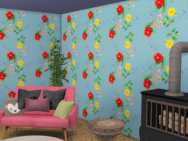 Sims 4 — Simple Floral Wallpaper by Morrii — Simple Floral Wallpaper