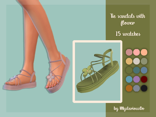 The Sims Resource - Tie sandals with flower