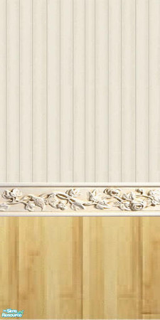 Sims 2 — Pine wood Beige by TMKColorado80909 — A pine wood panel bottom with a striped beige top and a vined chair rail