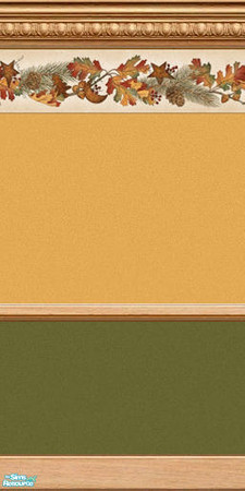 Sims 2 — Falling Leaves Wall 6 by lwilfong — Fall colored textured paint with fall leaf patterned border. ~LWilfong