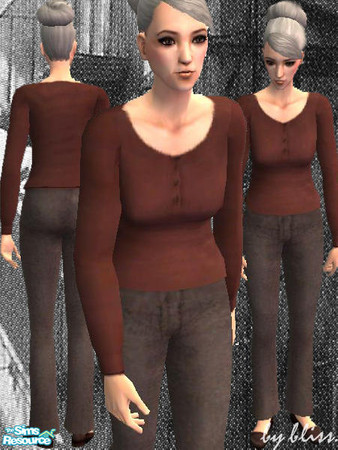 Sims 2 — brown [elder] by bliss. — classy & cosy brown outfit.