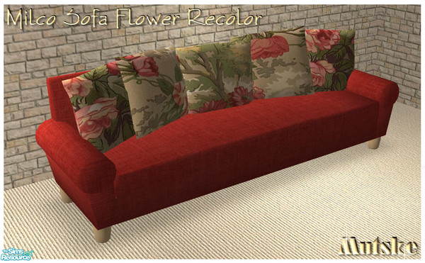 Sims 2 — Milco Flower Recolors Red - Sofa by Mutske — Recolors from the Milco Livingroom set. Contains recolor of the