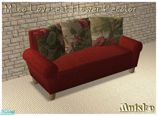Sims 2 — Milco Flower Recolors Red - Loveseat by Mutske — Recolors from the Milco Livingroom set. Contains recolor of the