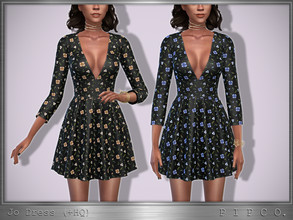Sims 4 — Jo Dress. by Pipco — A floral print dress in 7 swatches. Base Game Compatible New Mesh All Lods HQ Compatible
