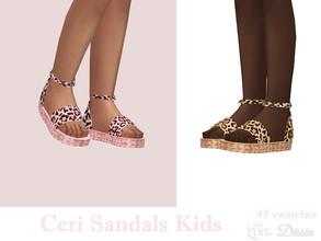 Sims 4 — Ceri Sandals Kids by Dissia — Cute cheetah sandals with ankle strap for children :) Available in 45 swatches