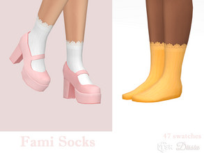 Sims 4 — Fami Socks by Dissia — Ankle length socks with lace finish :) Available in 47 swatches