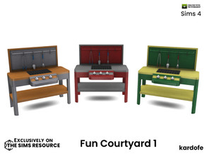 Sims 4 — kardofe_Fun Courtyard_Barbecue by kardofe — Metal barbecue, with utensils, in three colour options