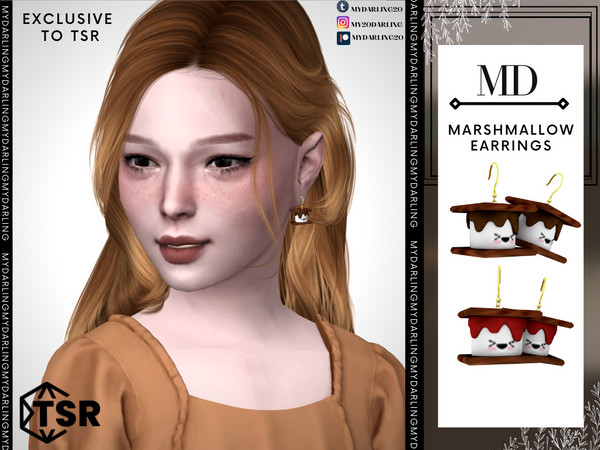 Sims 4 — marshmallow earrings Child by Mydarling20 — new mesh base game compatible all lods all maps 4 colors