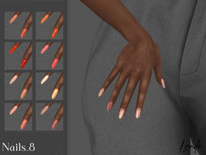 Sims 4 — Nails_8 by LVNDRCC — Short, oval nails in natural subtle shades of beige brown, nude and pink with darker
